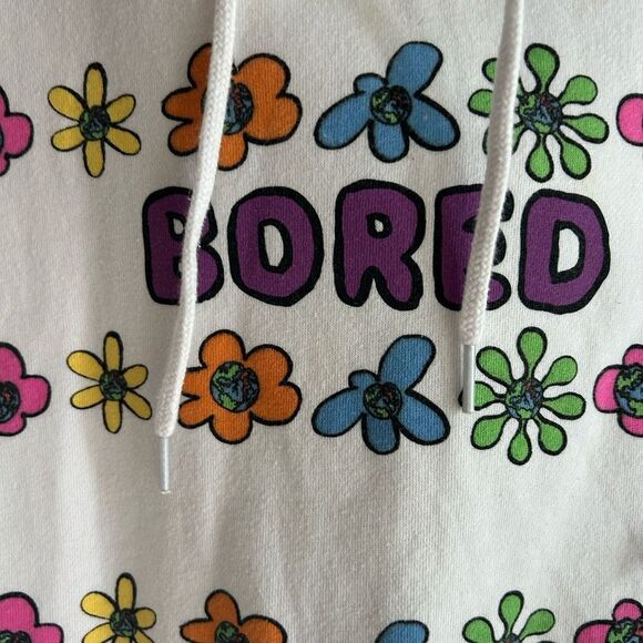 Teenage Colorful Bored Floral Print Hoodie M - Picture 5 of 16